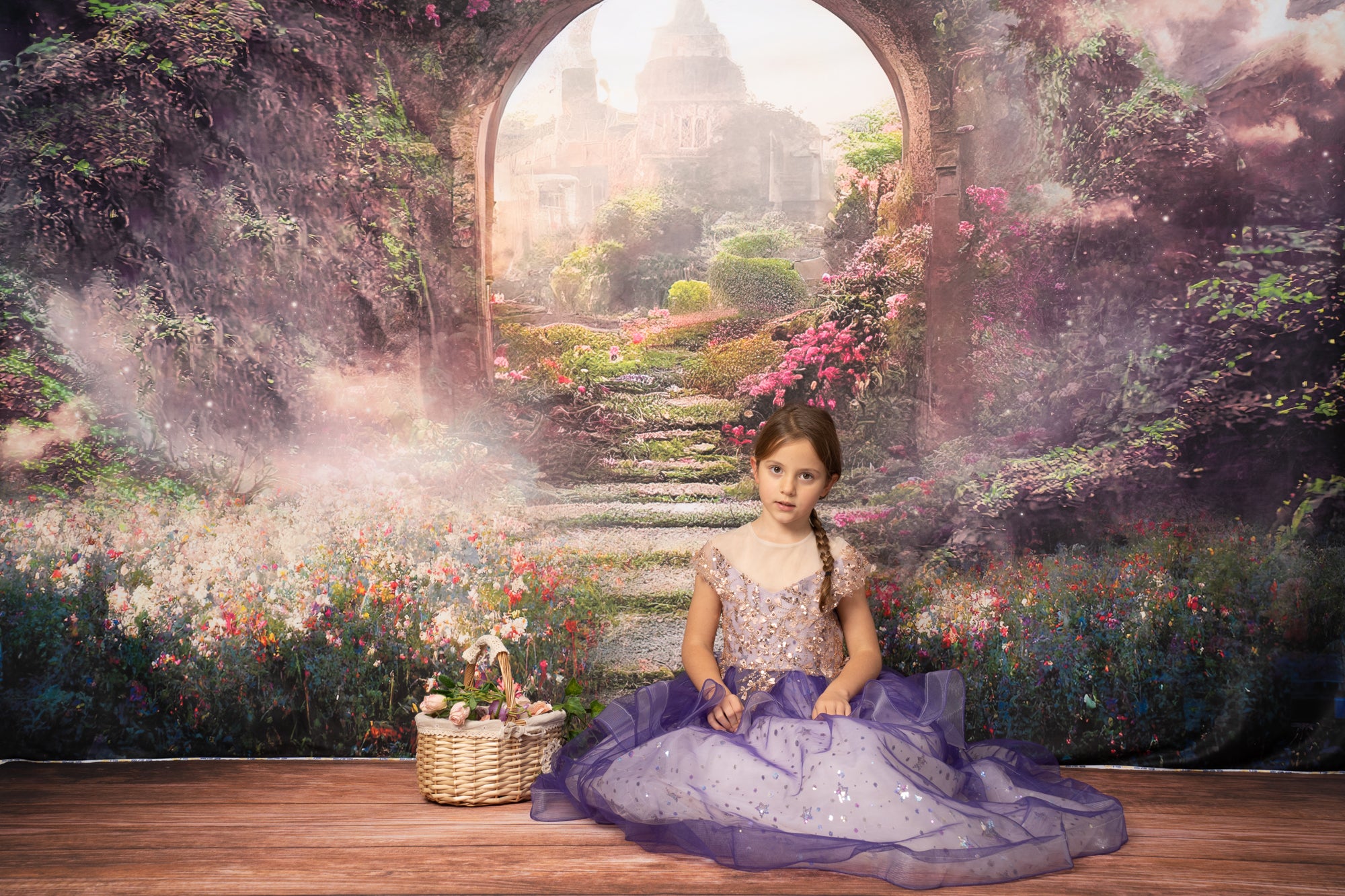 Kate Spring Magic Flower Garden Castle Backdrop for Photography