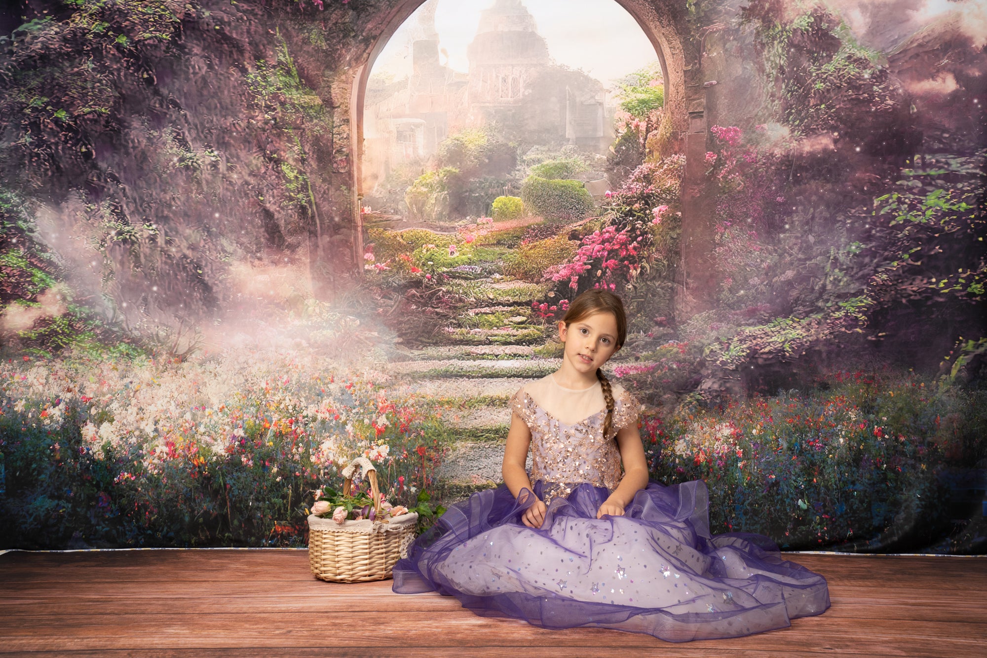 Kate Spring Magic Flower Garden Castle Backdrop for Photography