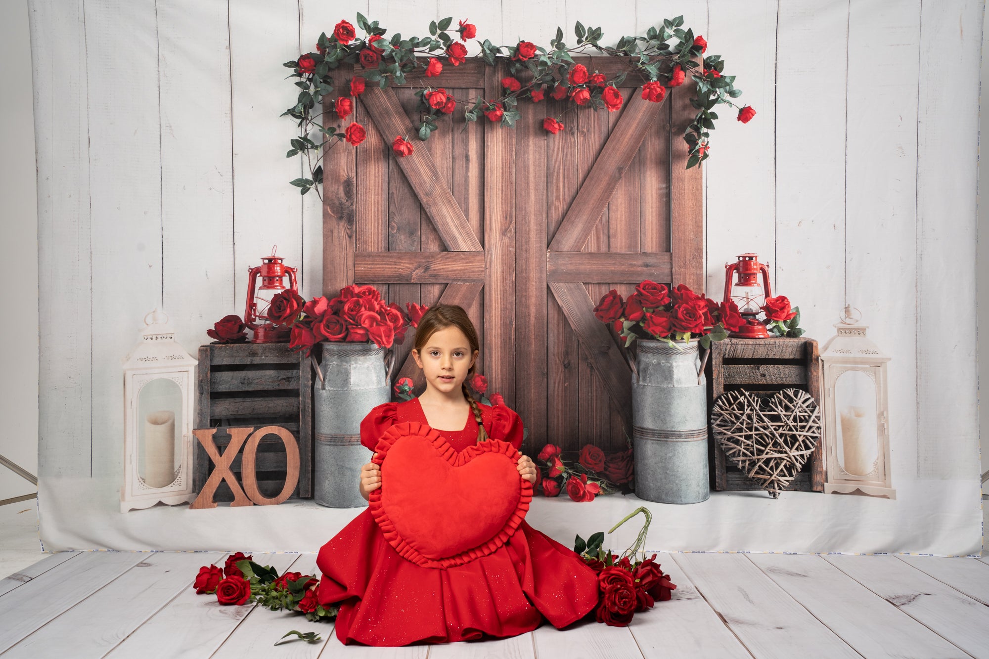 Kate Valentine's Day Barn Door Rose Backdrop for Photography