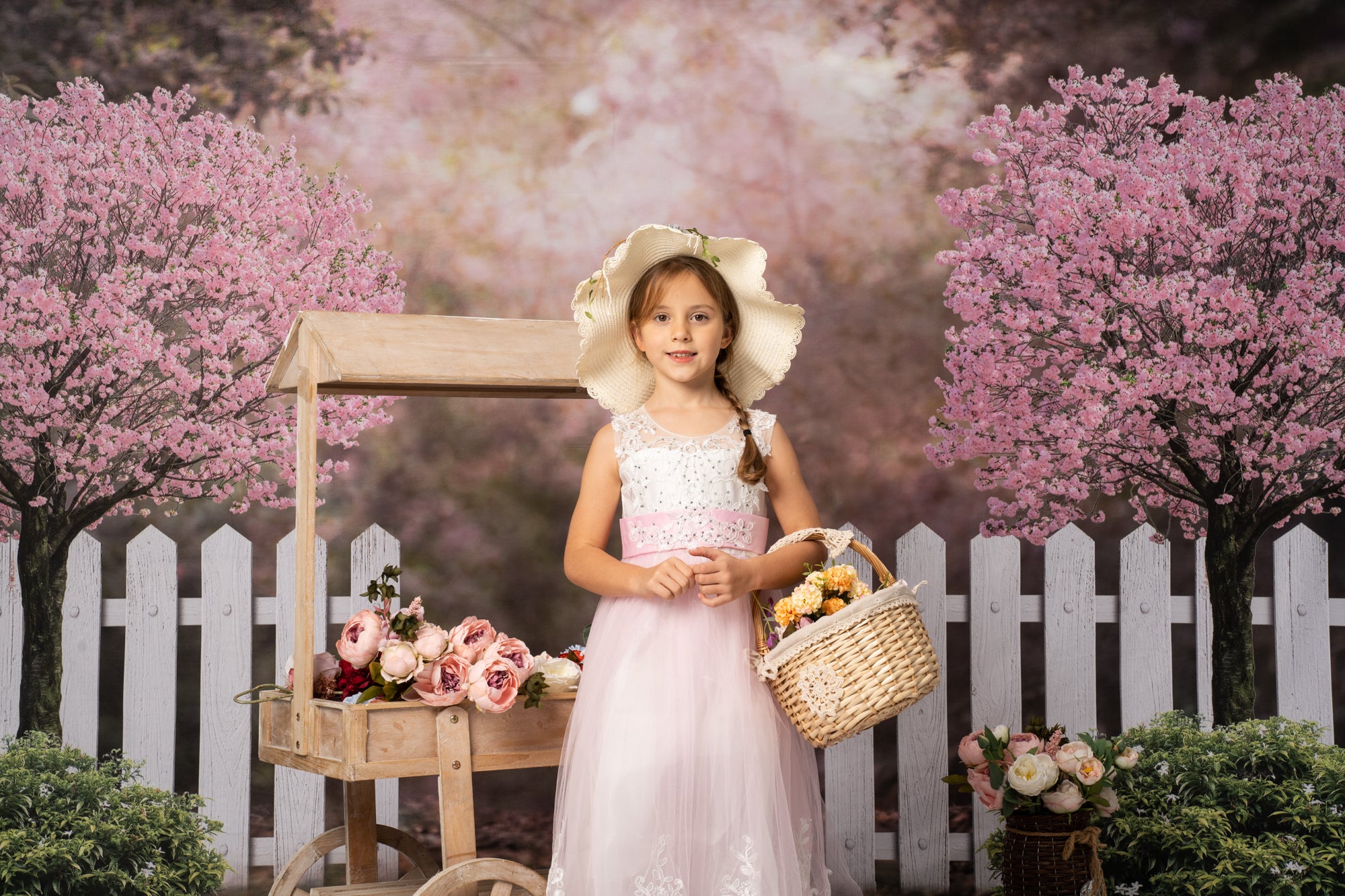 Kate Spring Garden Cherry Blossoms Backdrop for Photography