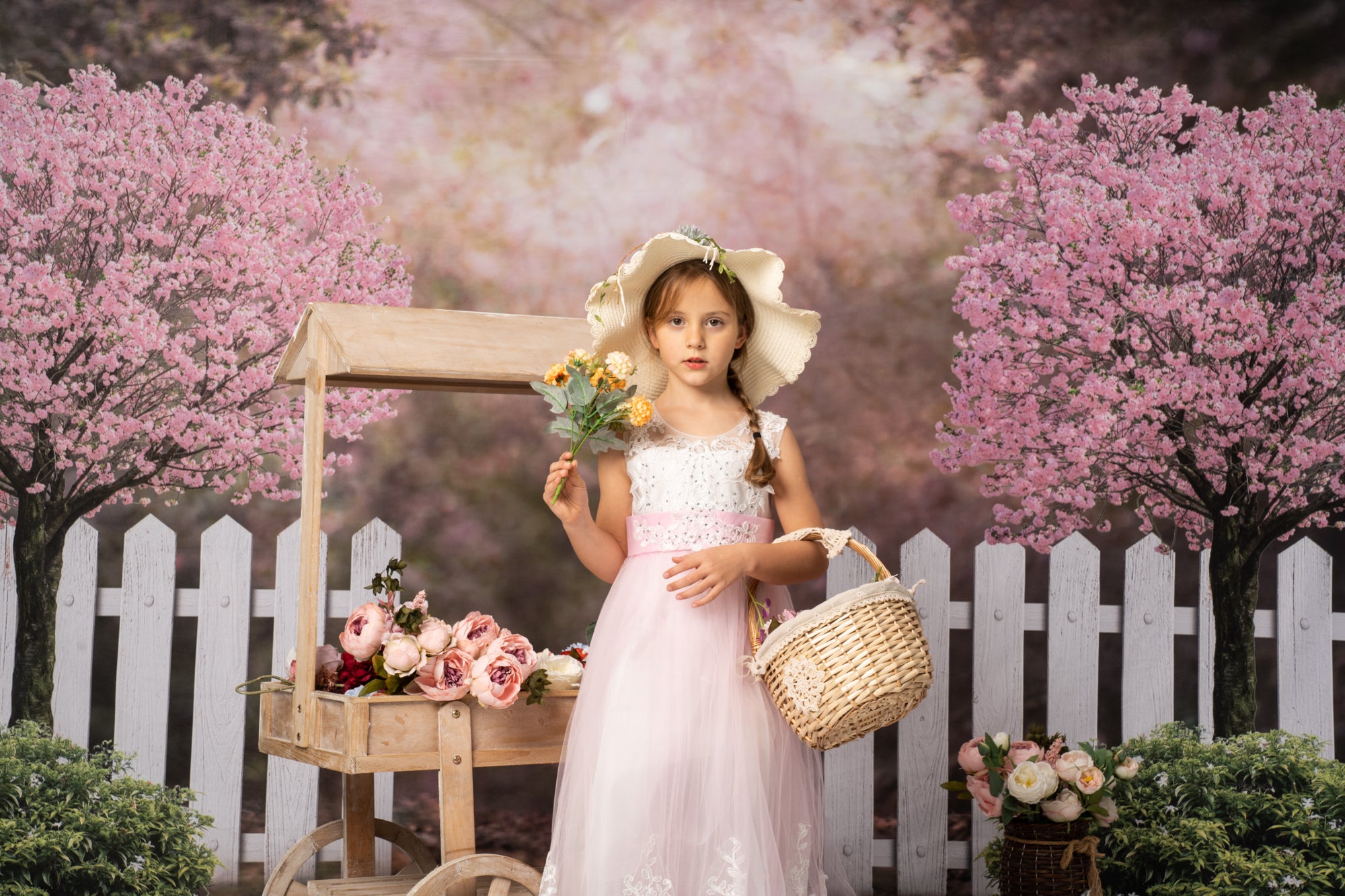 Kate Spring Garden Cherry Blossoms Backdrop for Photography