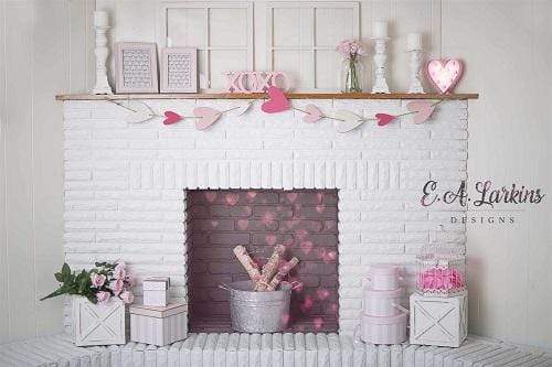 Kate Valentines Fireplace Hearts Backdrop Designed By Erin Larkins