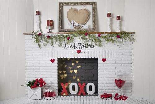 Kate Valentines Fireplace Love Rose Backdrop Designed By Erin Larkins