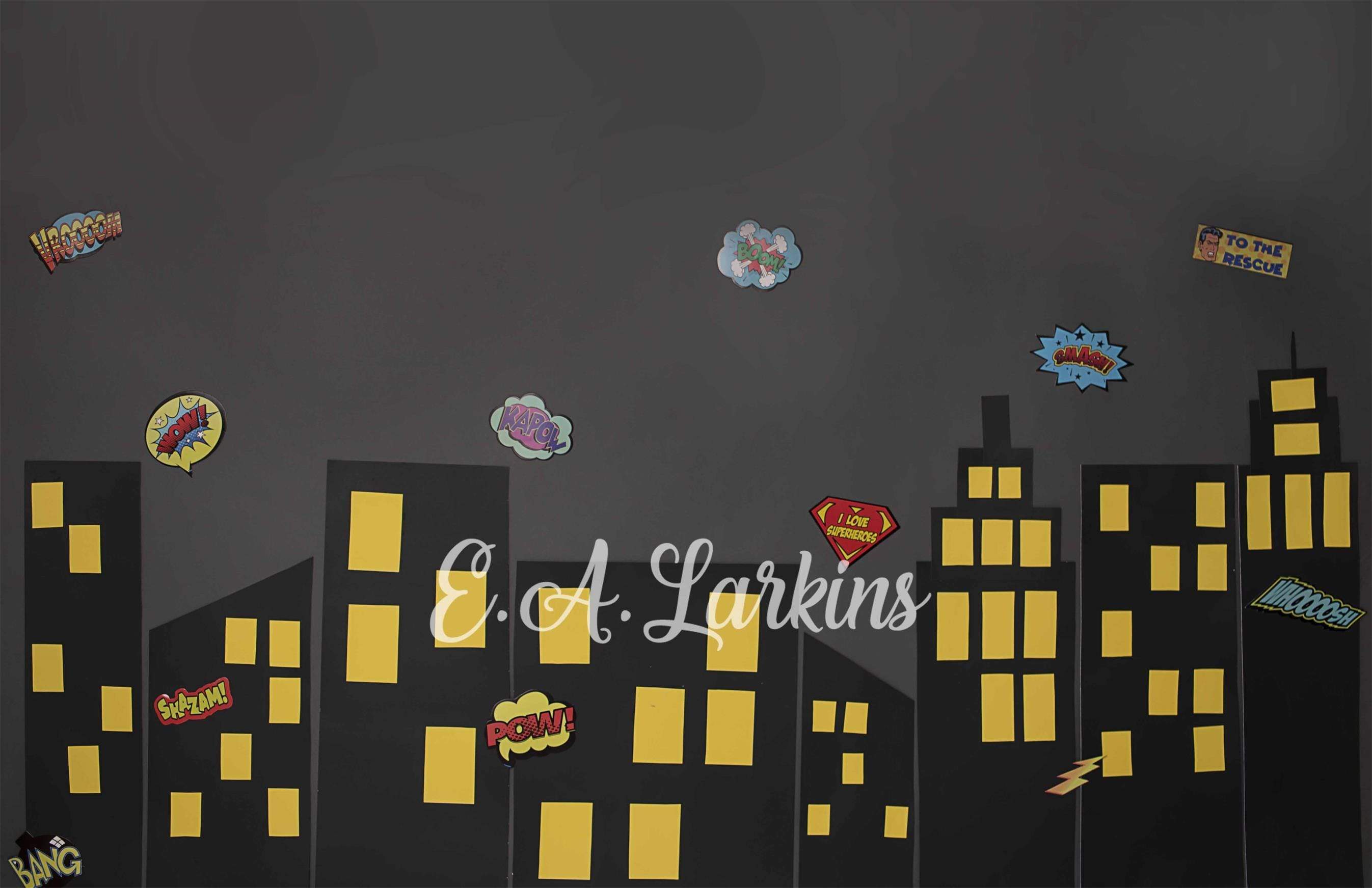 Kate Super hero City Children Backdrop for Photography Designed By Erin Larkins - Kate Backdrop AU