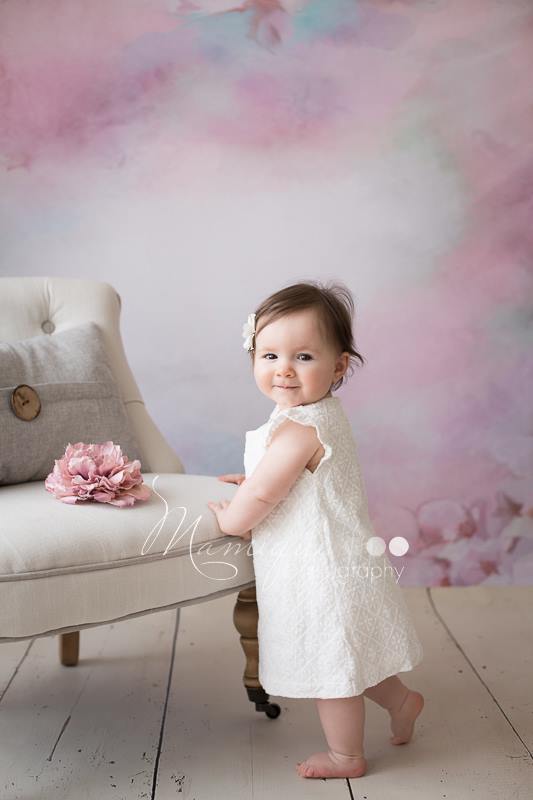 Katebackdrop£ºKate Abstract White Flower Pink Background Photography Backdrop