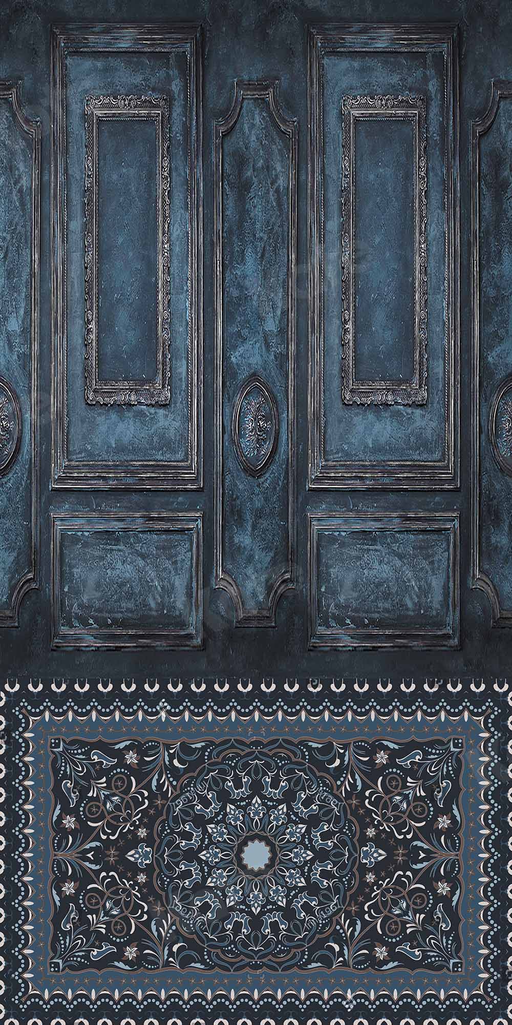 Kate Sweep Blue Retro Wall Carpet Backdrop for Photography - Kate Backdrop AU