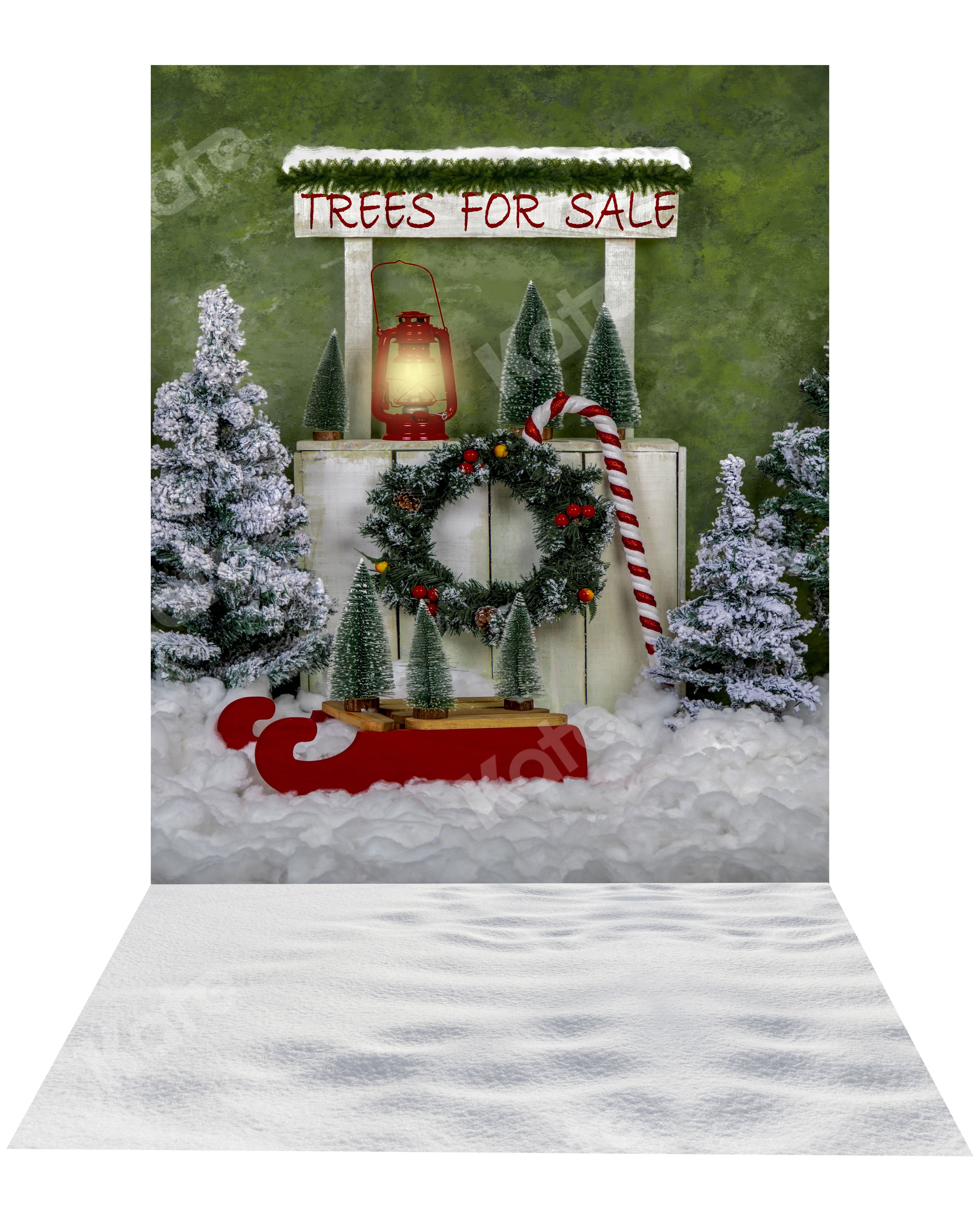 Kate Christmas Tree Stand Backdrop+ Snow Rubber Floor Mat