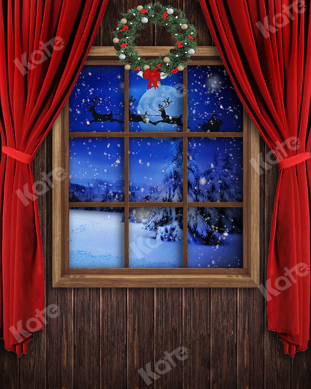 Kate Wood Window Christmas Backdrop Designed by Chain Photography