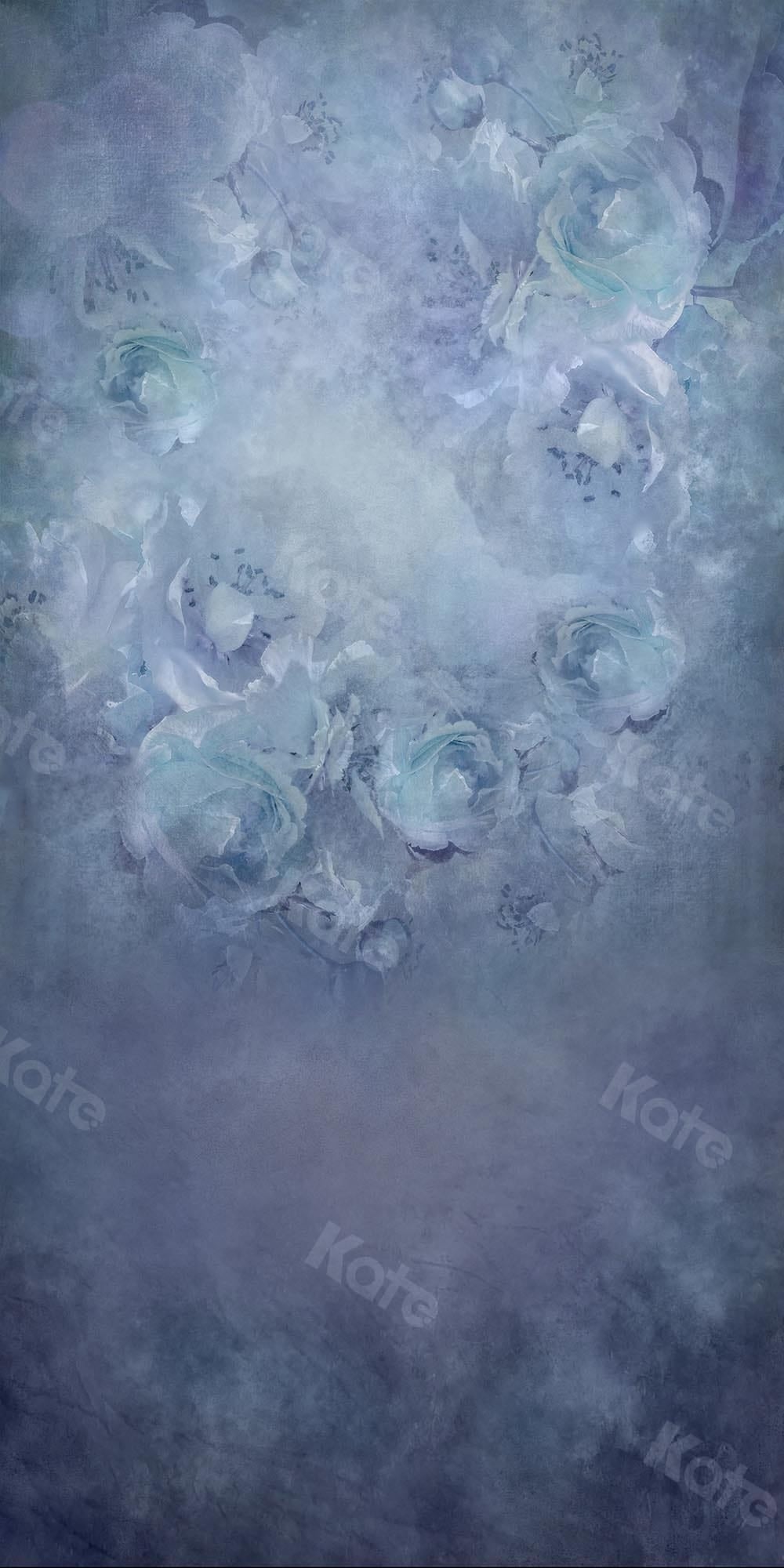 Kate Fine Art Floral Grey Blue Backdrop Designed by Chain Photography