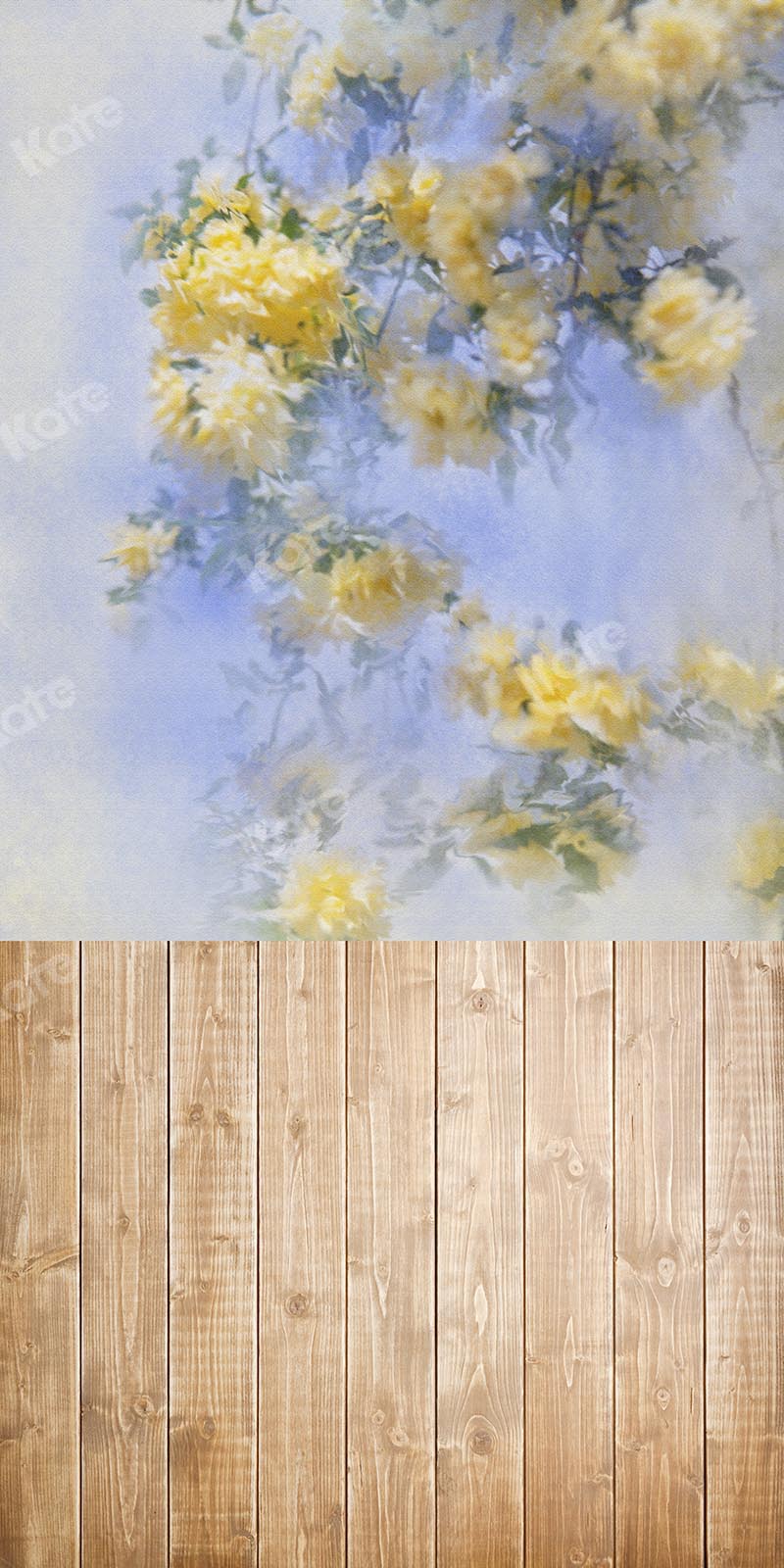 Kate Sweep Spring Floral Wood Floor Backdrop Designed by Chain Photography
