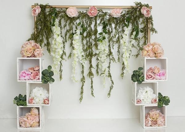 Kate Spring/Mother's Day Pink Floral Cube Backdrop Designed by Lisa B