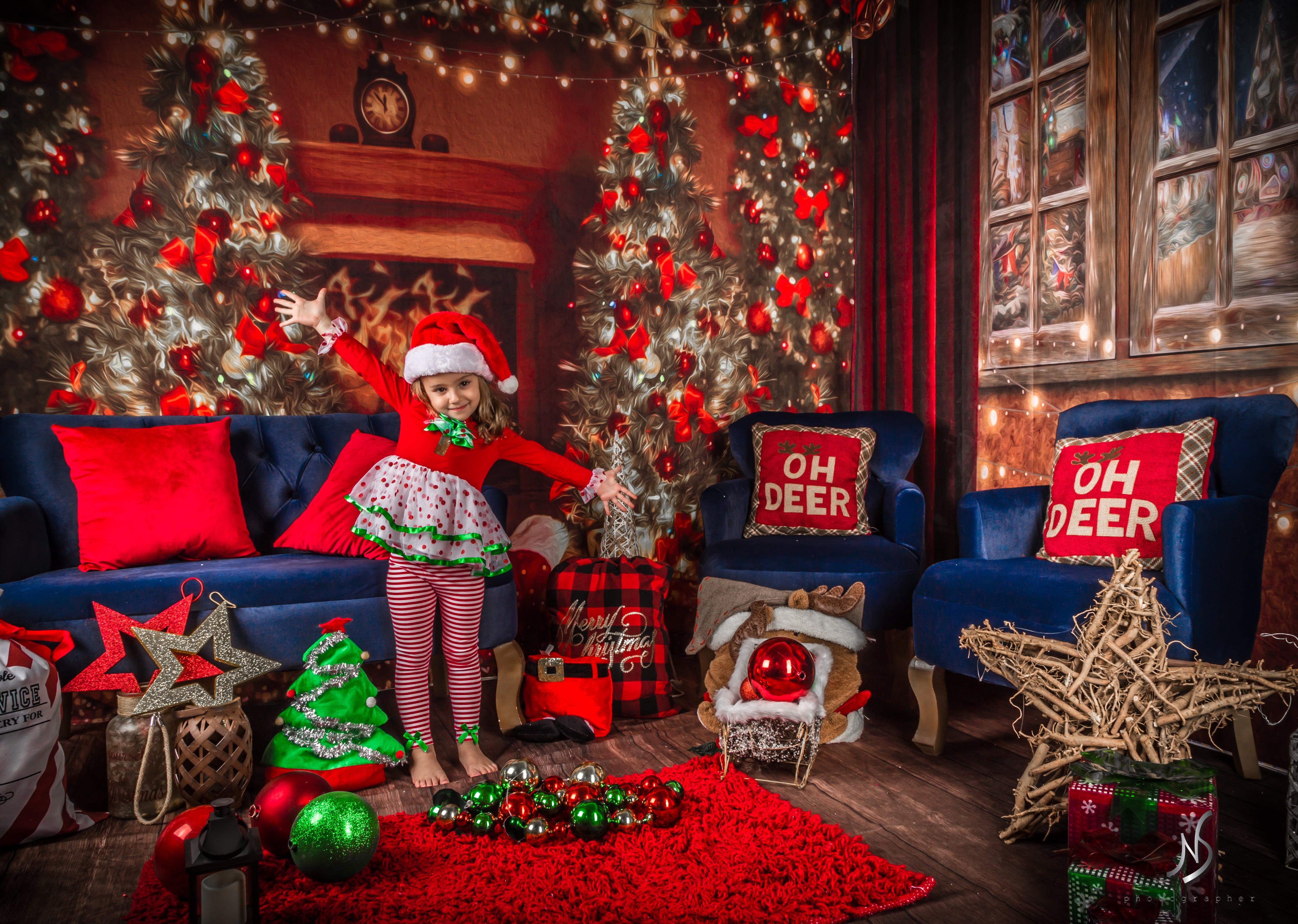 Kate Christmas Fireplace Winter Room Set(8ftx8ft&10ftx8ft&8ftx10ft) - Kate Backdrop AU