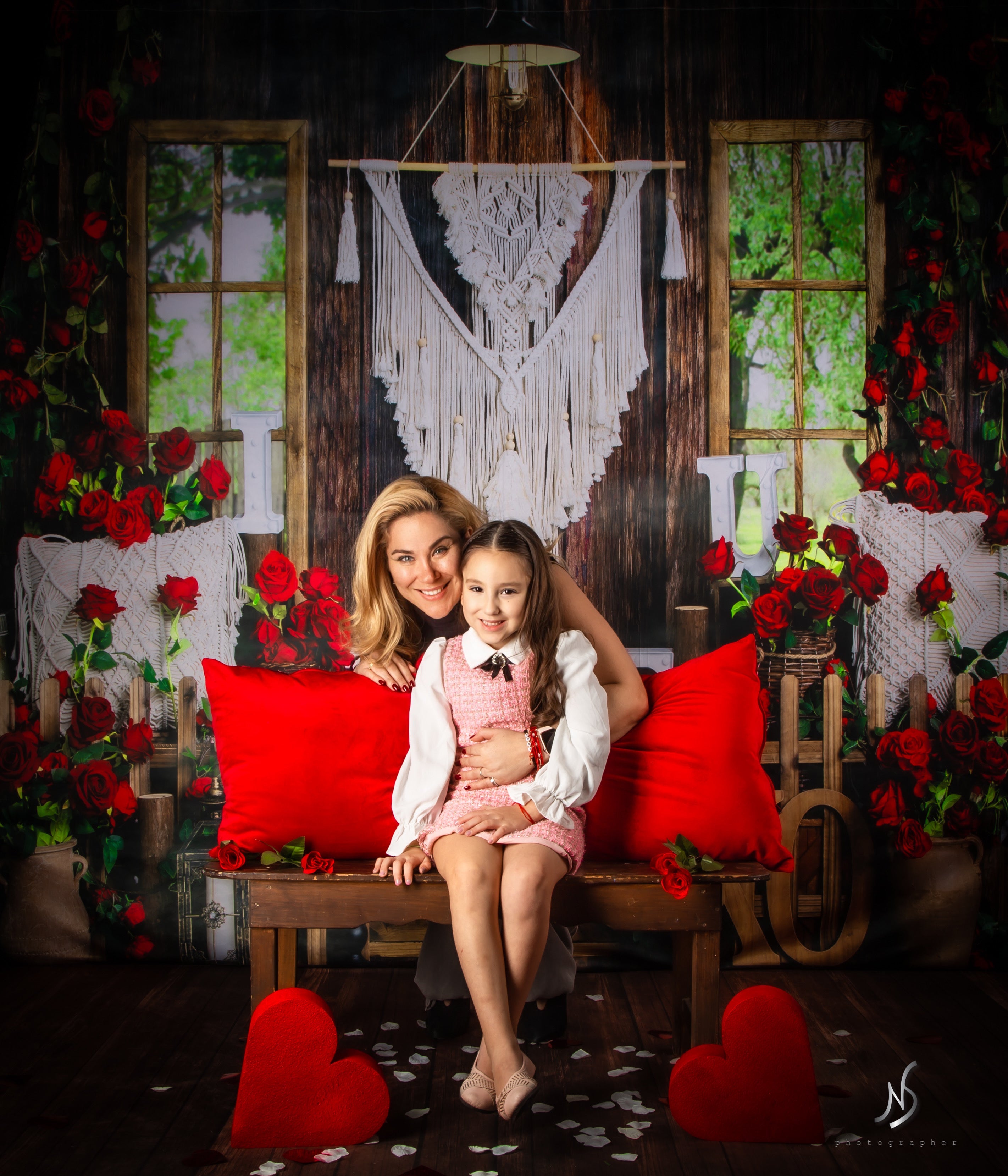 Kate Valentine's Day Backdrop Boho Spring Window Rose Designed by Emetselch - Kate Backdrop AU