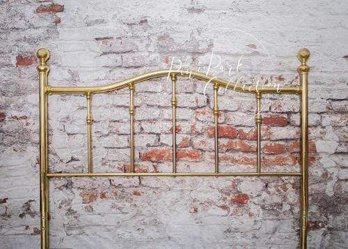 Kate Full Brass Bed Headboard Brick Wall Backdrop for Photography Designed by Pine Park Collection