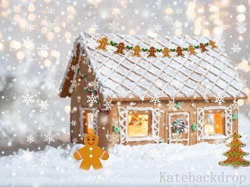 Kate Christmas Snowy Gingerbread House Children Backdrop Designed By Ava Lee