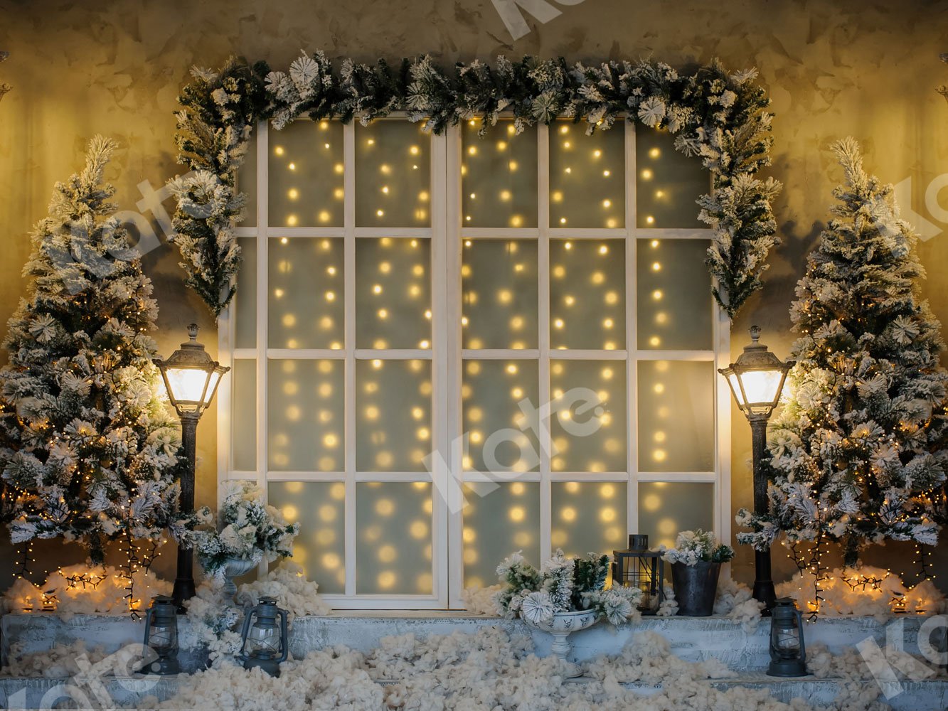 Kate Christmas Snow Lights Window Backdrop Designed By JS Photography