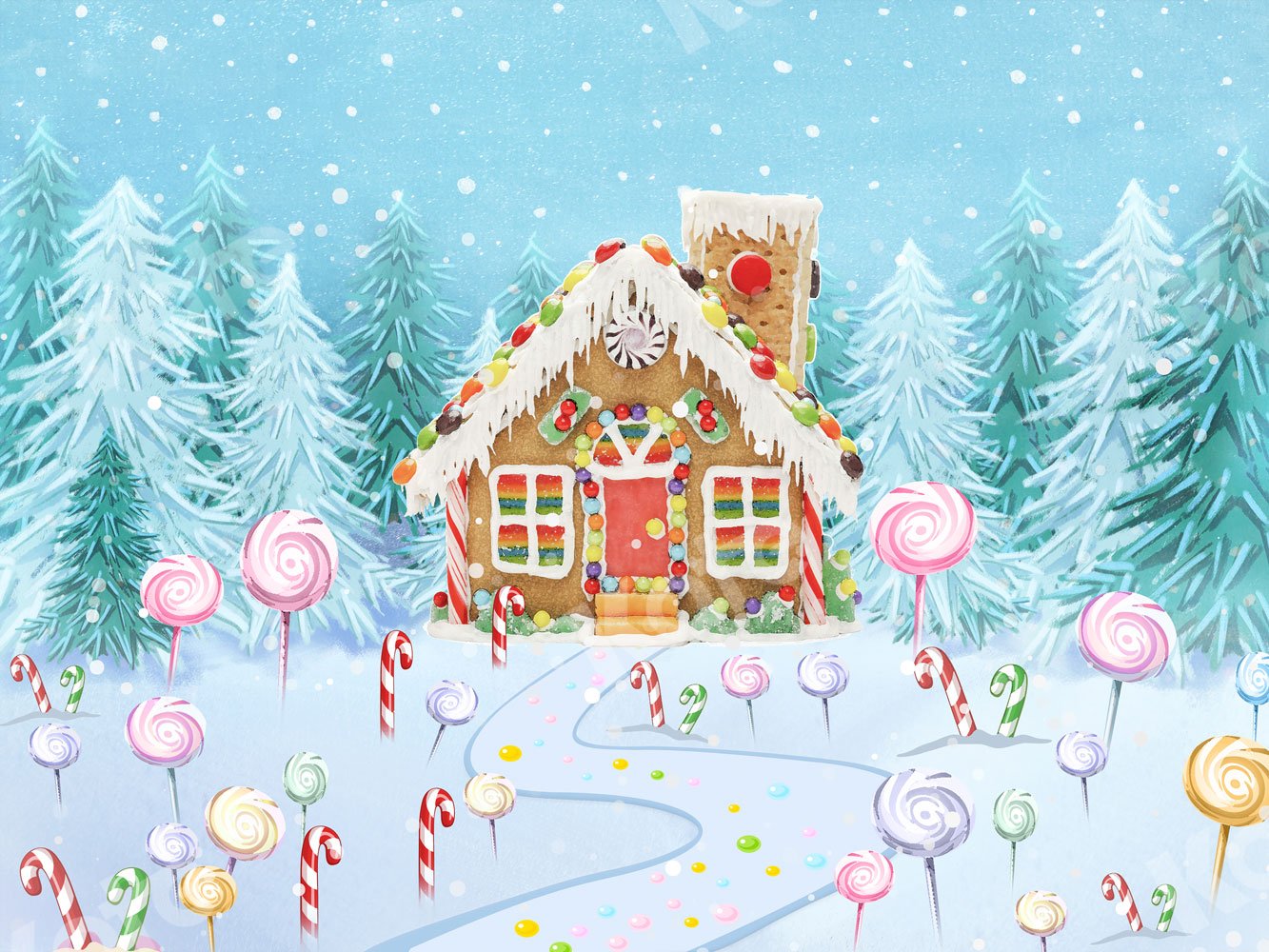 Kate Christmas Candy Gingerbread House Backdrop Designed By JS Photography