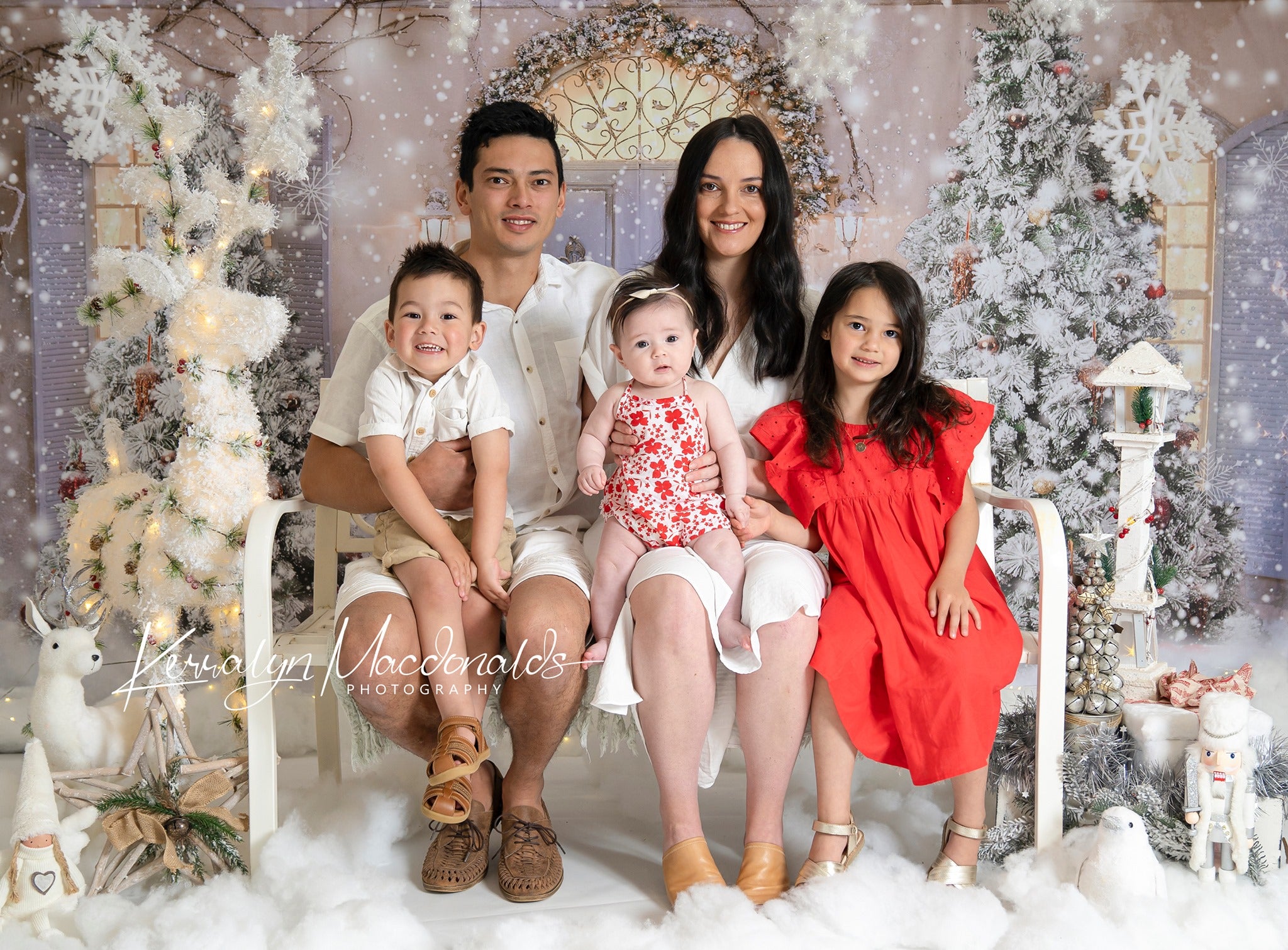 Kate Christmas Door Front Snow Backdrop for Photography