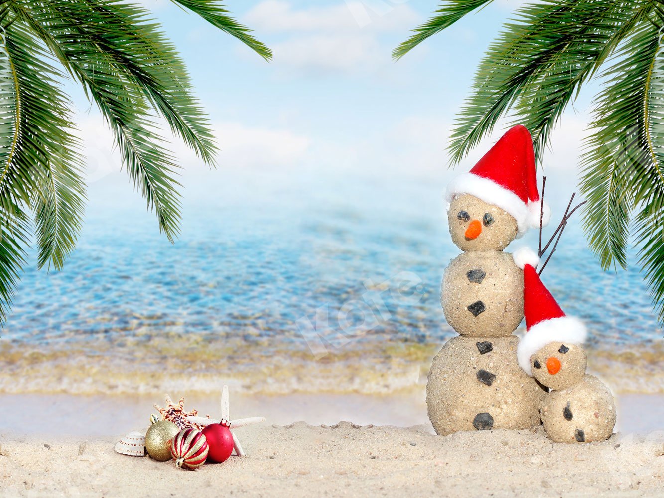 Kate Christmas Snowman Beach Backdrop for Photography - Kate Backdrop AU