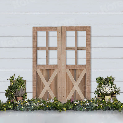 Kate Wood Door Backdrop with Plants for Photography - Kate Backdrop AU