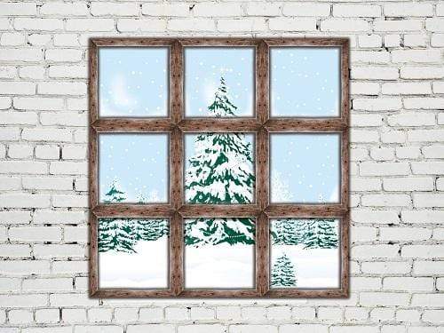 Kate Christmas Snowy Window View Brick Wall Backdrop for Photography Designed By Jerry_Sina - Kate Backdrop AU