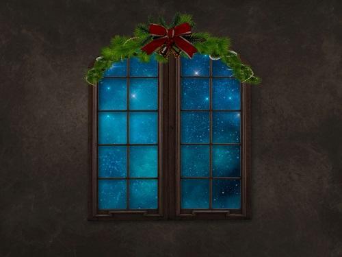 Kate Christmas Window Night Sky Dark Backdrop for Photography Designed By Jerry_Sina