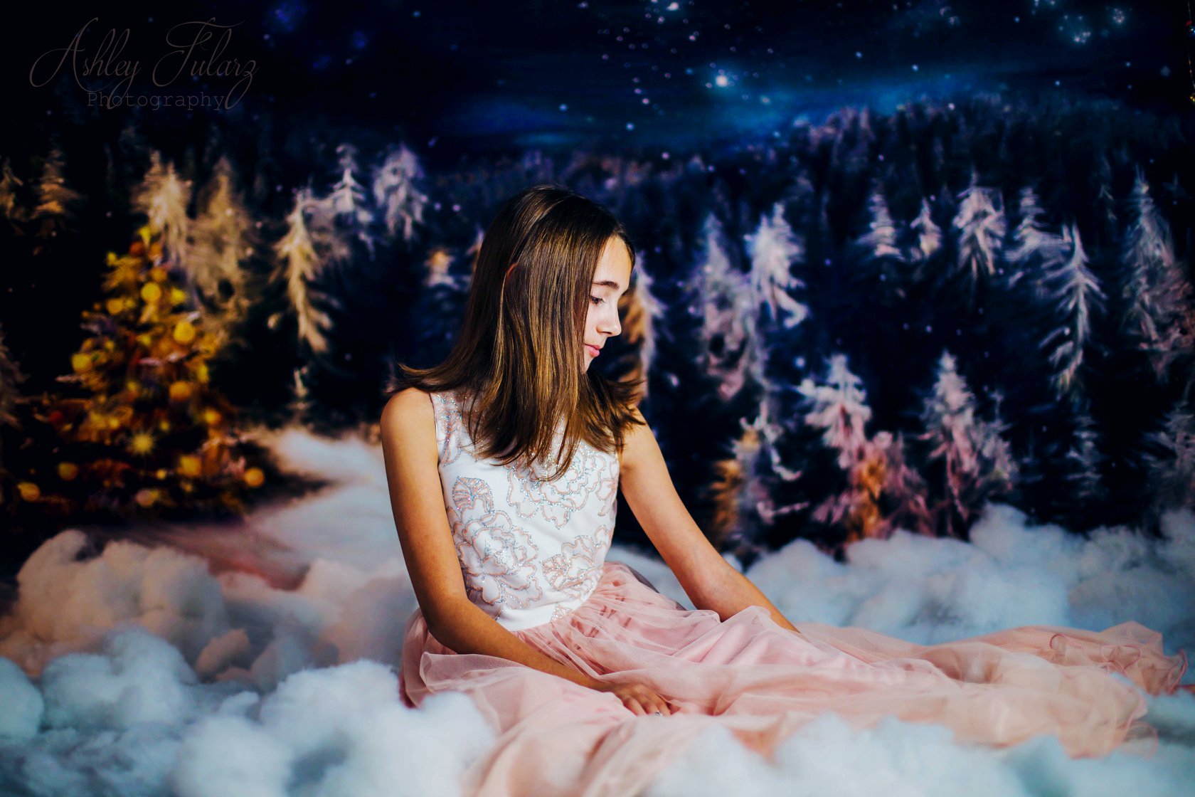 Kate Winter Dream Christmas Night Trees Backdrop for Photography Designed By Jerry_Sina - Kate Backdrop AU