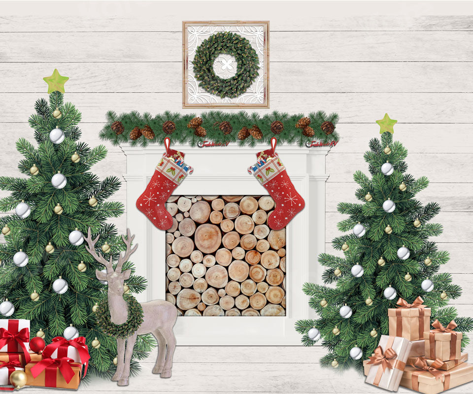 Kate Christmas Trees Gifts Room Backdrop Designed By Jerry_Sina