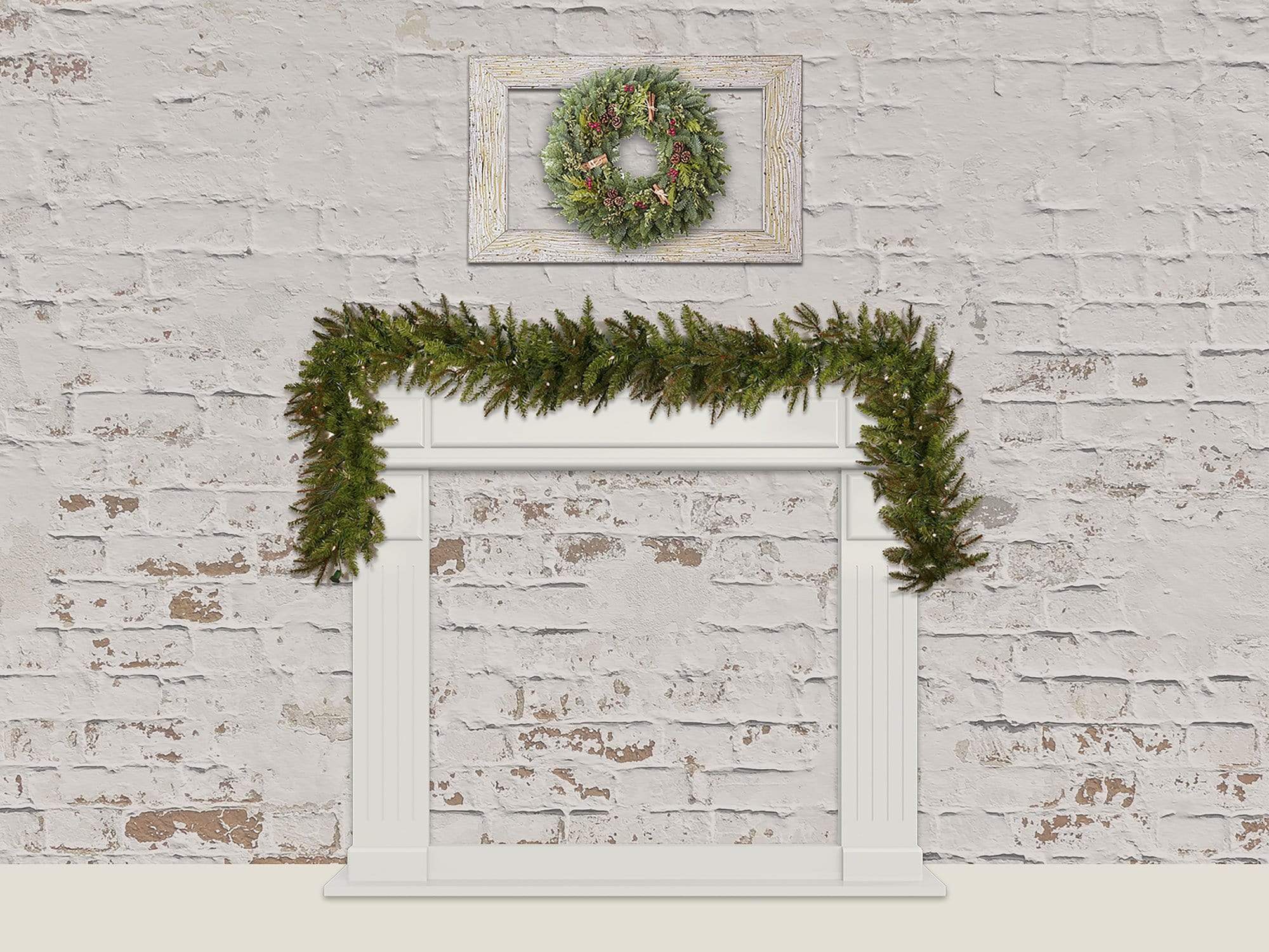 Kate Christmas Wreath Backdrop Brick Wall Designed By Jerry_Sina