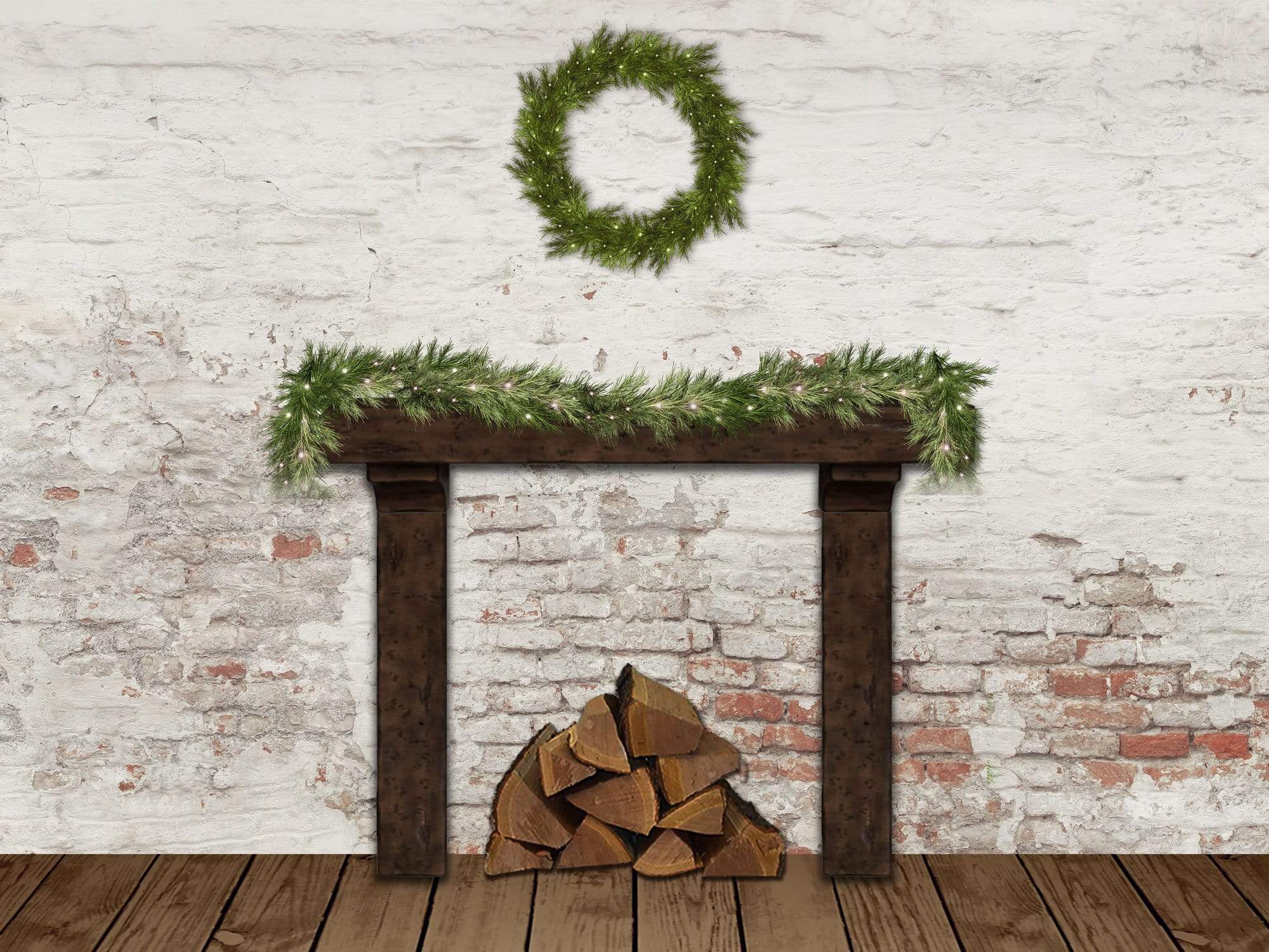 Kate Christmas Wreath Damaged Wall Backdrop Designed By Jerry_Sina