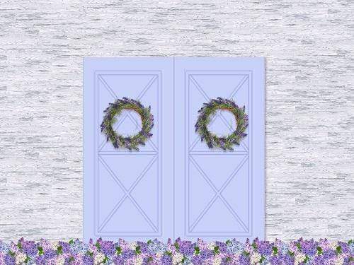 Kate Spring Purple Flower Barn Door Backdrop Designed By Jerry_Sina