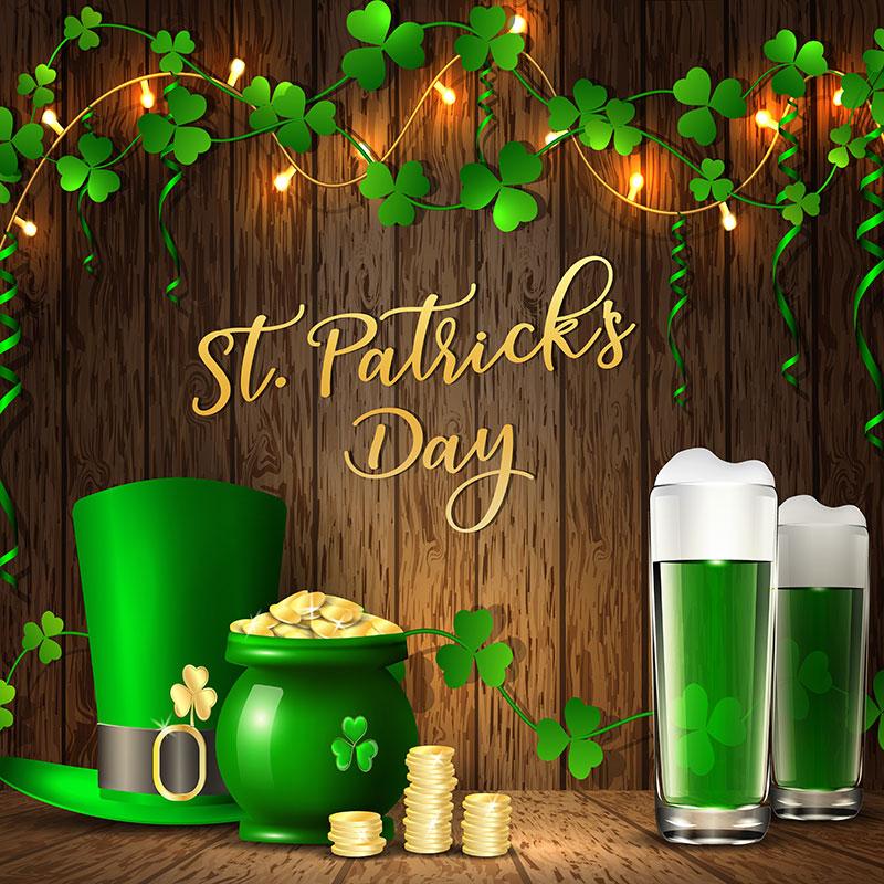Kate St. Patrick's Day Shamrock Wood Beers Backdrop for Photography - Kate Backdrop AU
