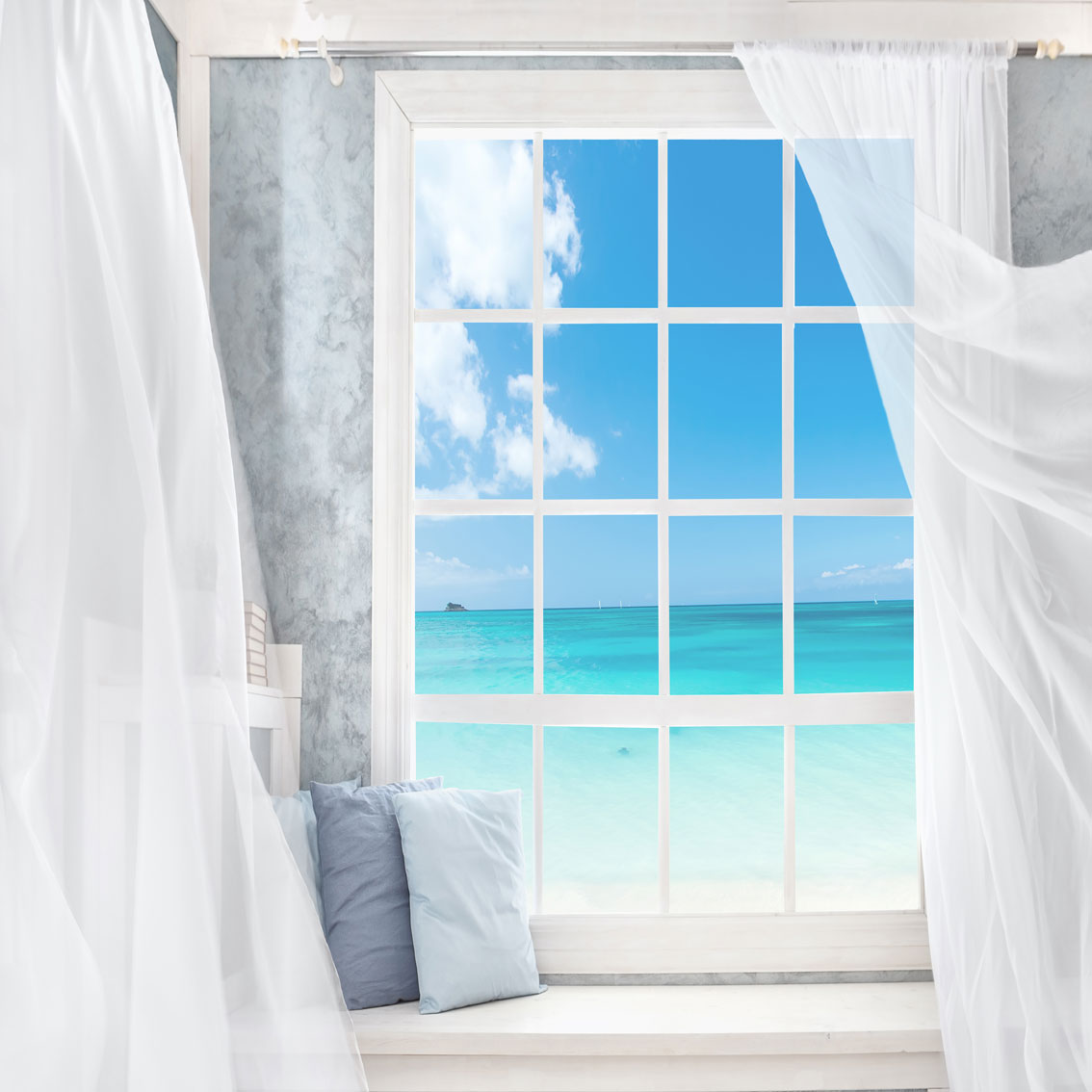 Kate Sea View Outside Window Summer Backdrop Designed by JFCC