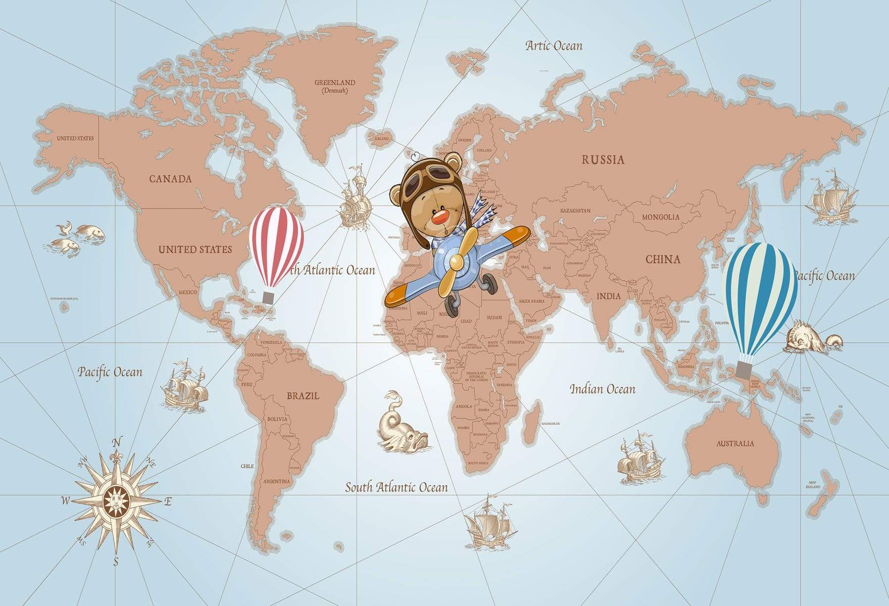 Kate Travel Around the World Pilot Children Backdrop for Photography Designed by JFCC