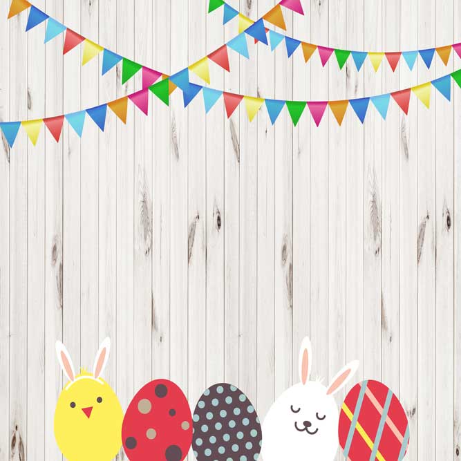 Kate Easter Wood Wall with Eggs and Decorations Backdrop for Photography Designed by JFCC - Kate Backdrop AU