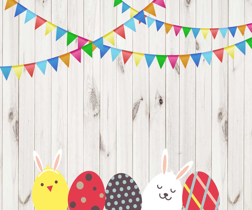 Kate Easter Wood Wall with Eggs and Decorations Backdrop for Photography Designed by JFCC - Kate Backdrop AU