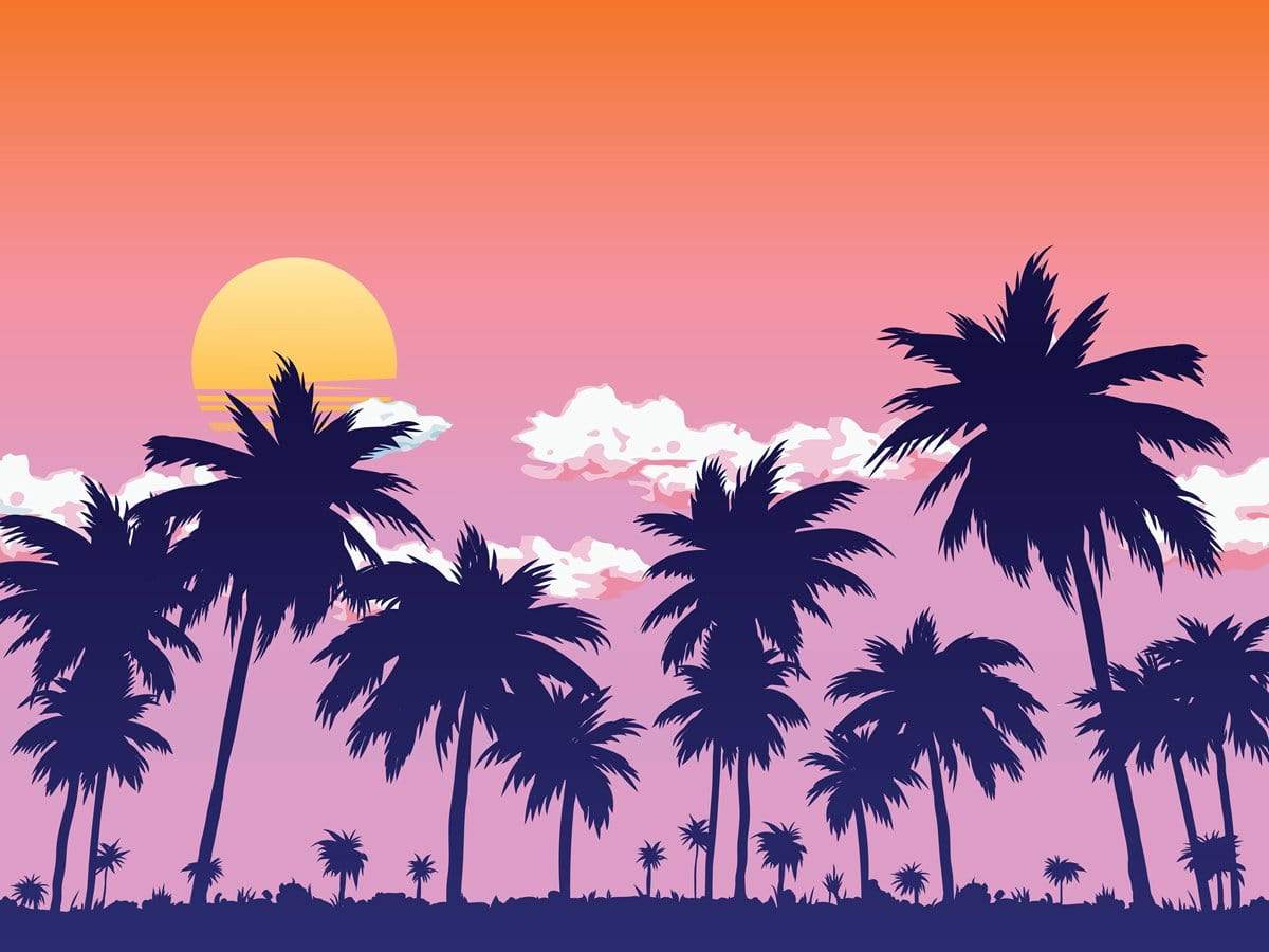 Kate Summer Sunset by the Sea Coconut Tree Backdrop for Photography Designed by JFCC - Kate Backdrop AU