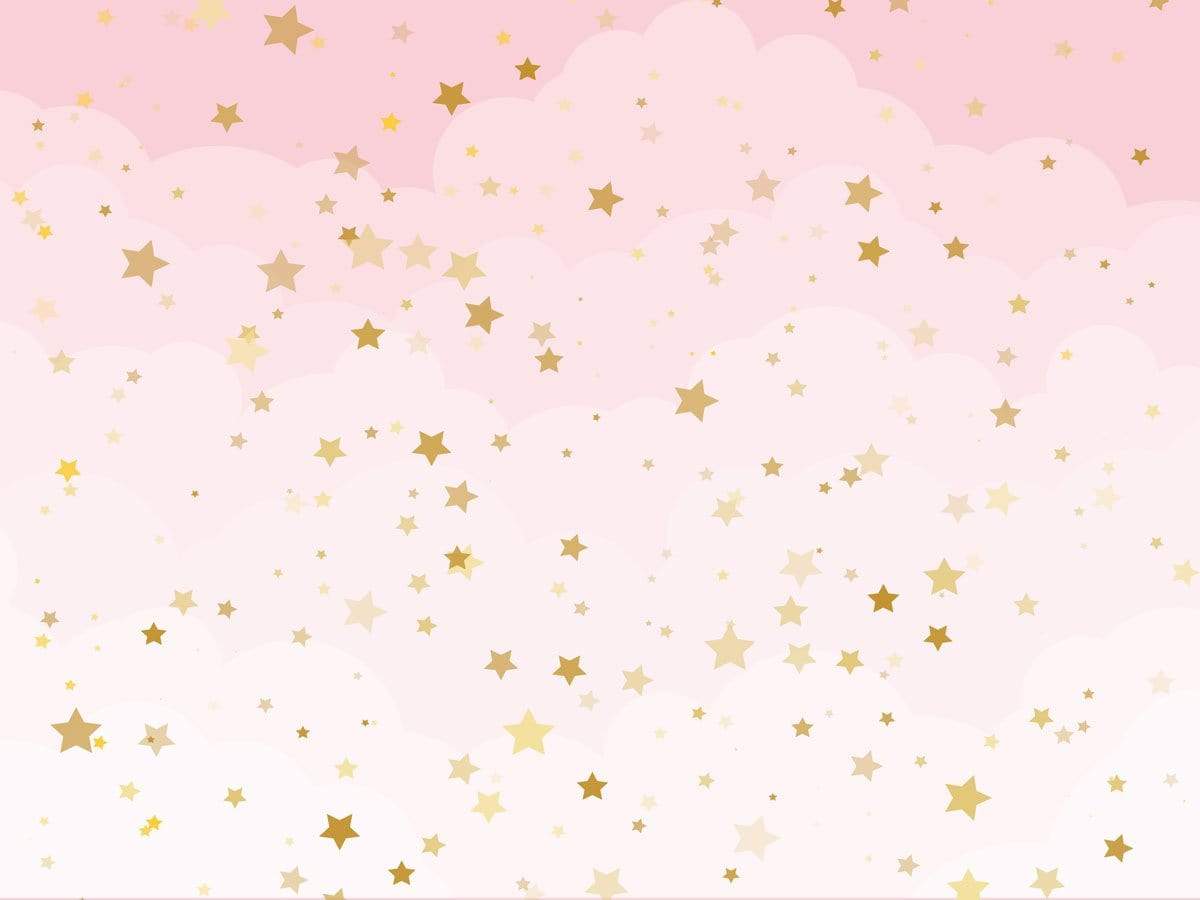 Kate Golden Stars Pink Birthday Backdrop for Children Photography Designed by JFCC