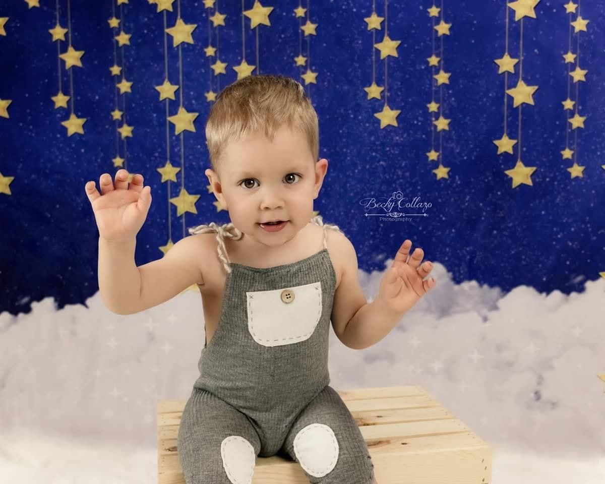 Kate Night Sky with Bling Stars and Clouds Children Backdrop for Photography Designed by JFCC - Kate Backdrop AU