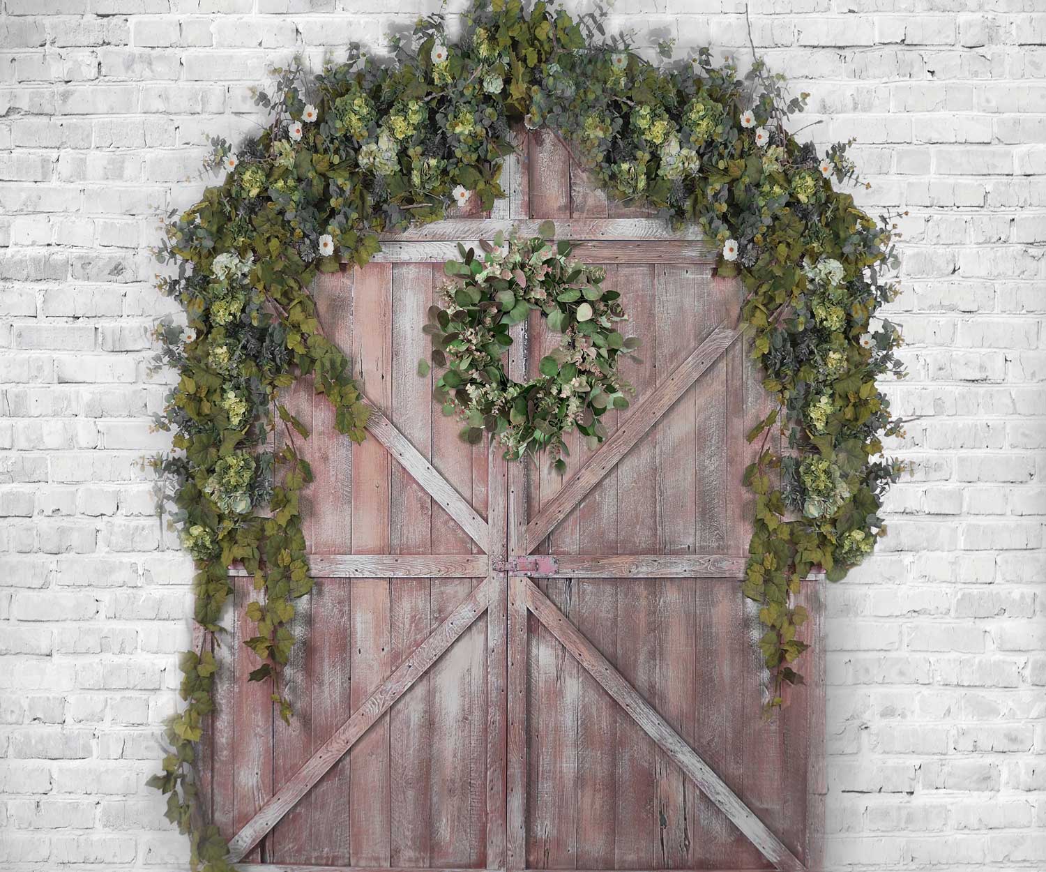 Kate Spring Barn Door Brick Wall Backdrop for Photography