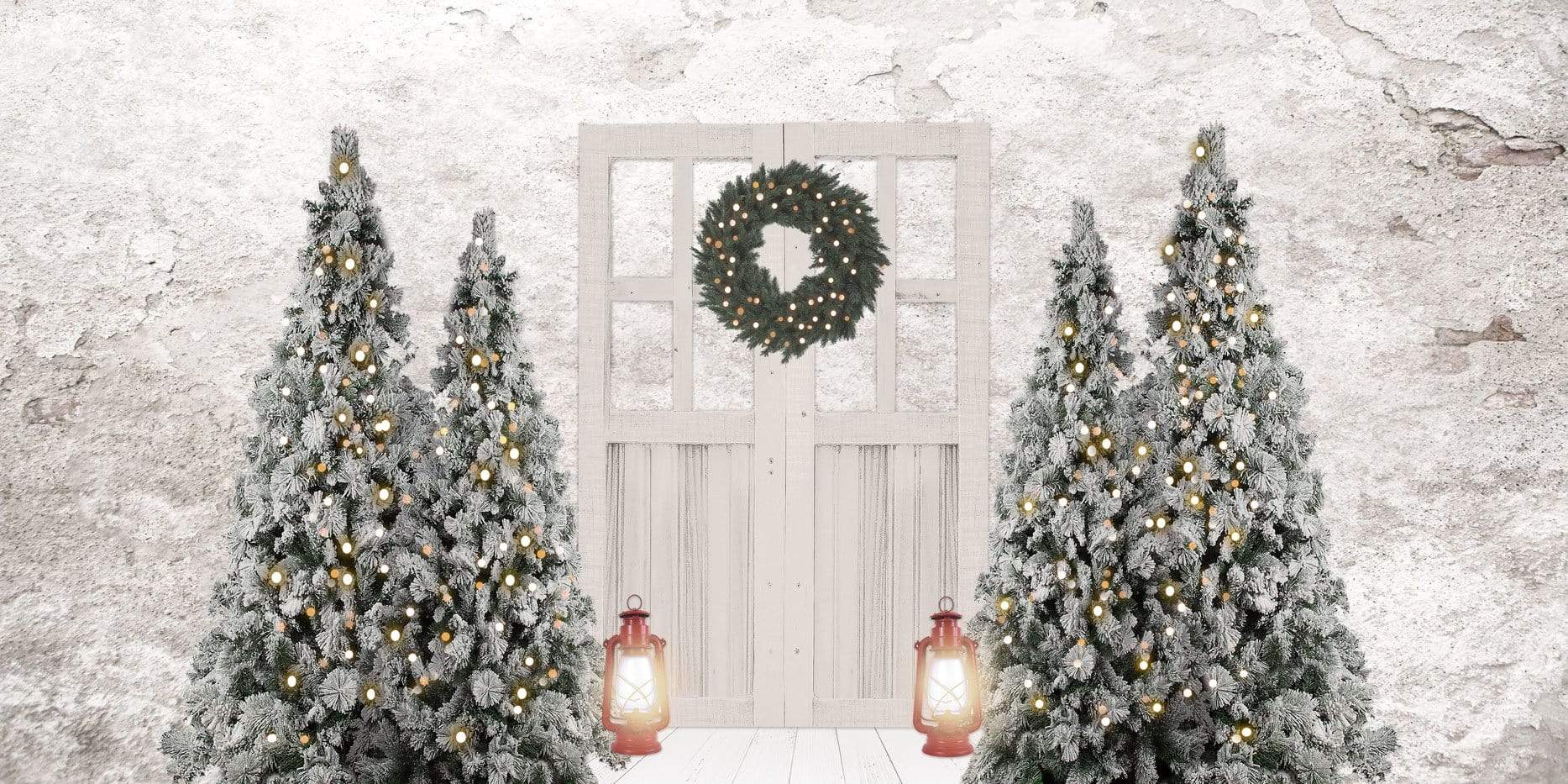 Kate Christmas Backdrop Xmas Trees Door for Photography