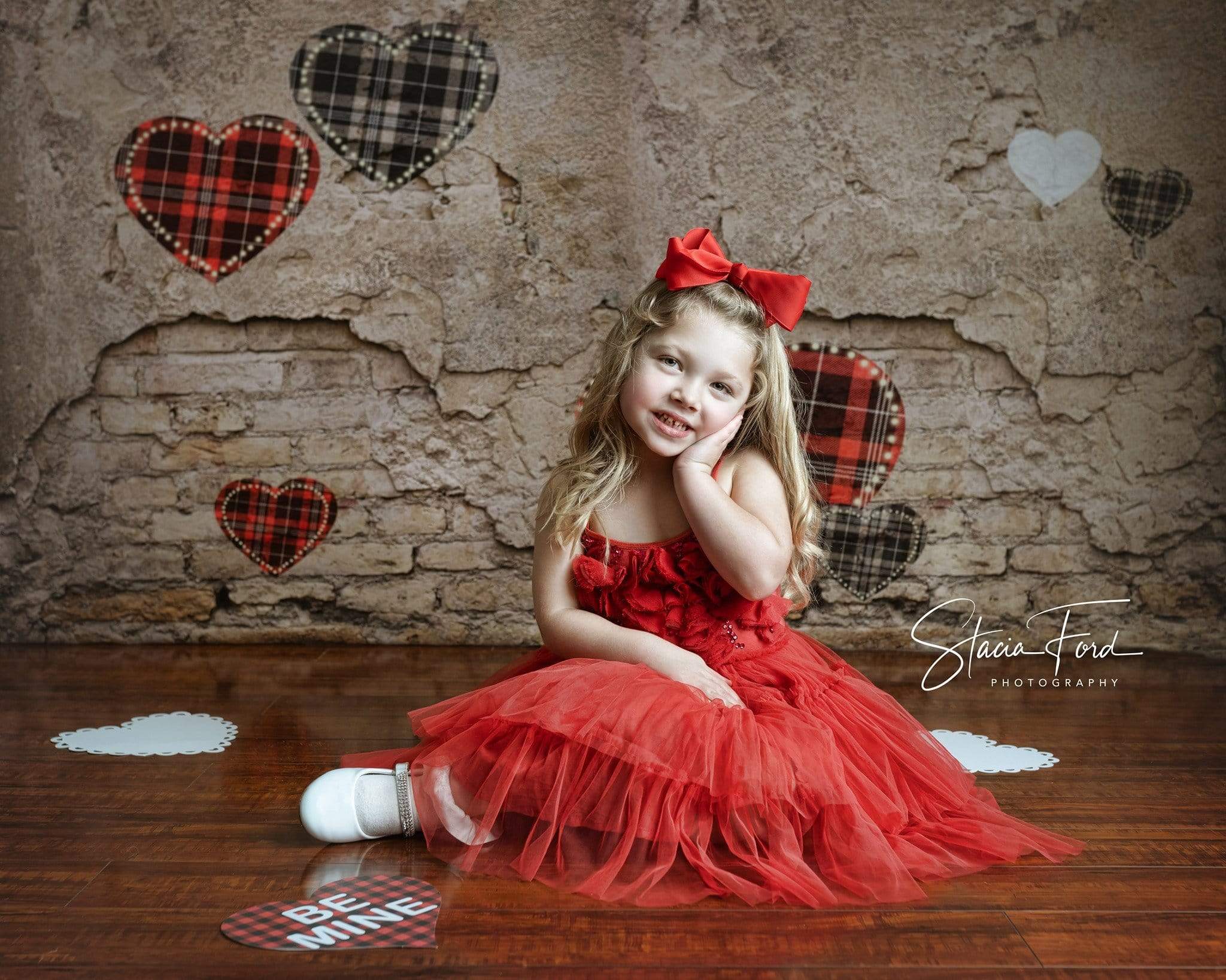 Kate Valentine's Day Love Heart Damaged Wall Backdrop for Photography Designed by JFCC