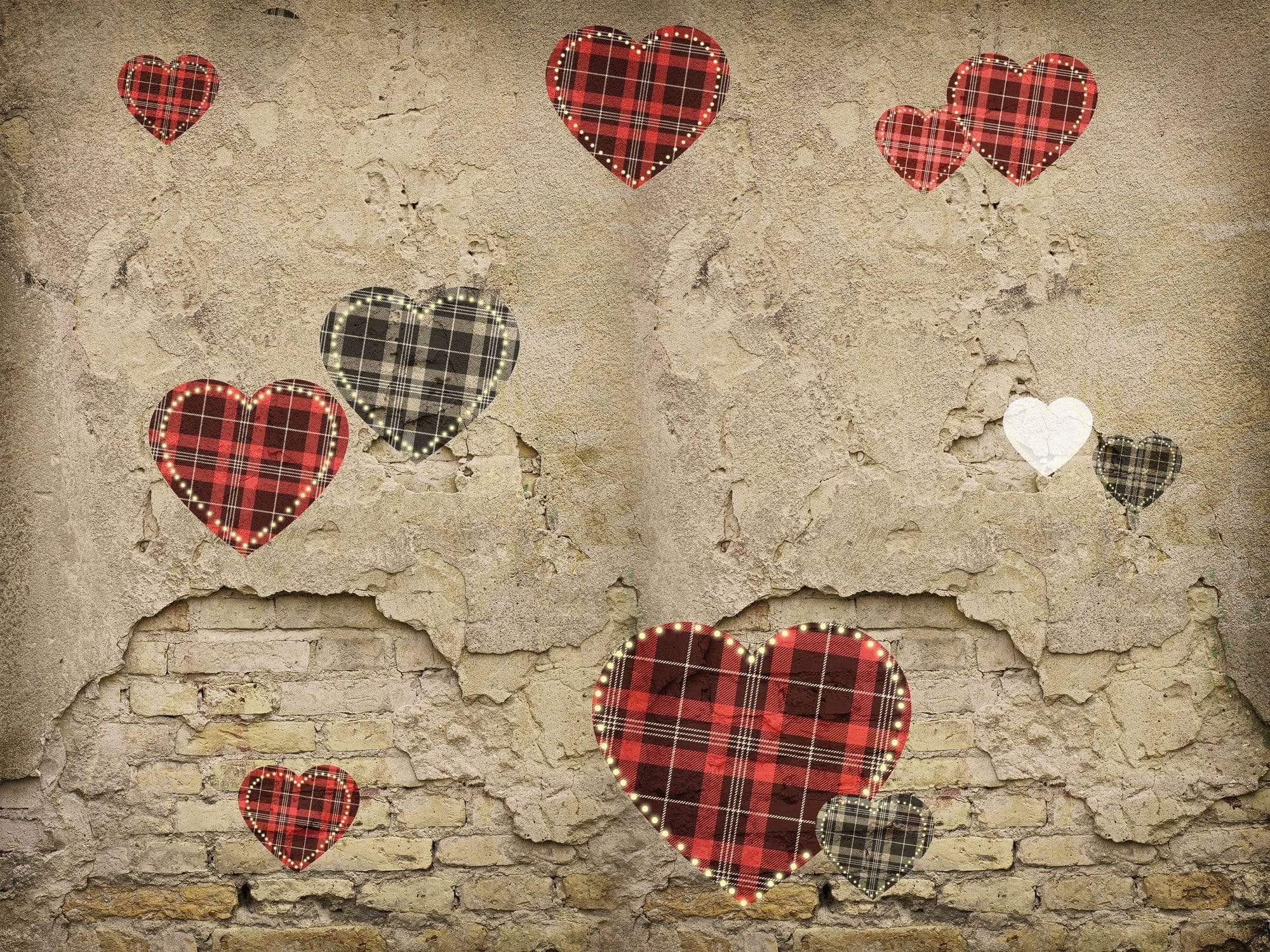 Kate Valentine's Day Love Heart Damaged Wall Backdrop for Photography Designed by JFCC