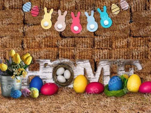 Kate Easter Colorful Eggs Haystack Decoration Backdrop - Kate Backdrop AU