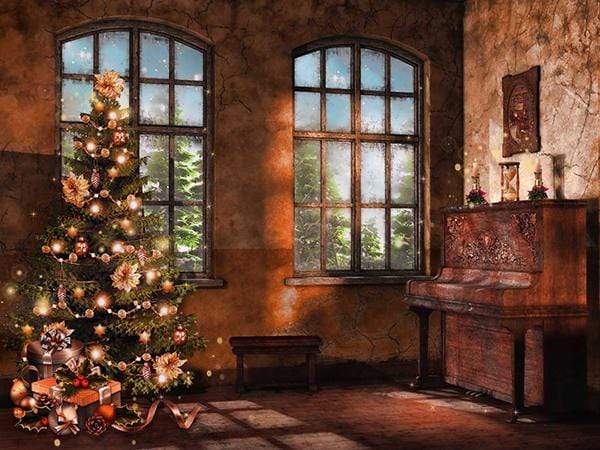 Katebackdrop£ºKate Christmas Tree Photography Backdrop Piano Photo Background