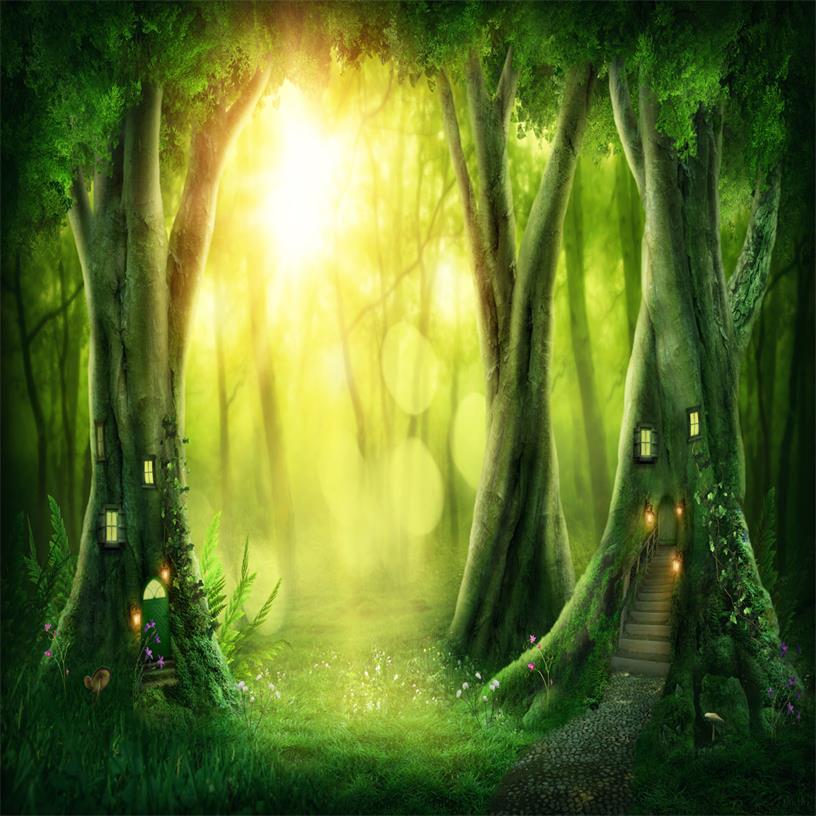 Kate Easter Green Fantasy Tree House Forest Backdrop - Kate Backdrop AU