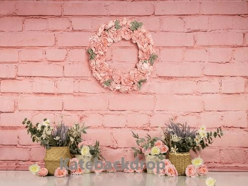 Kate Pink Brick Wall Spring Floral Backdrop Designed by Jia Chan Photography
