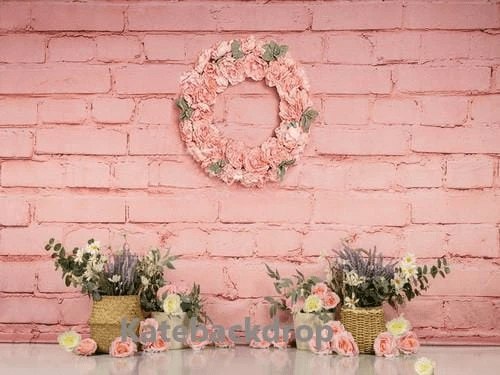 Kate Pink Brick Wall Spring Floral Backdrop Designed by Jia Chan Photography - Kate Backdrop AU