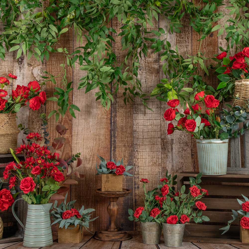 Kate Spring Red Flower Wooden Backdrop Designed by Jia Chan Photography - Kate Backdrop AU