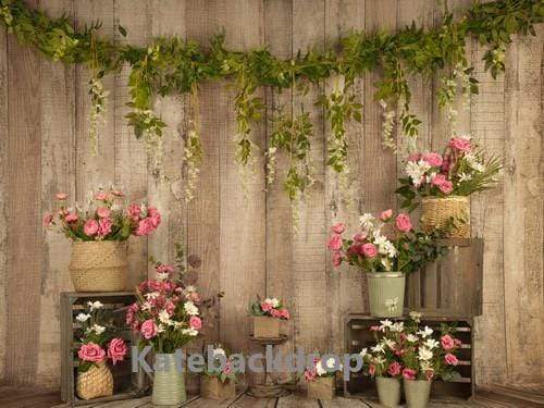 Kate Pink Floral Wooden Spring/Mother's Day Backdrop Designed by Jia Chan Photography